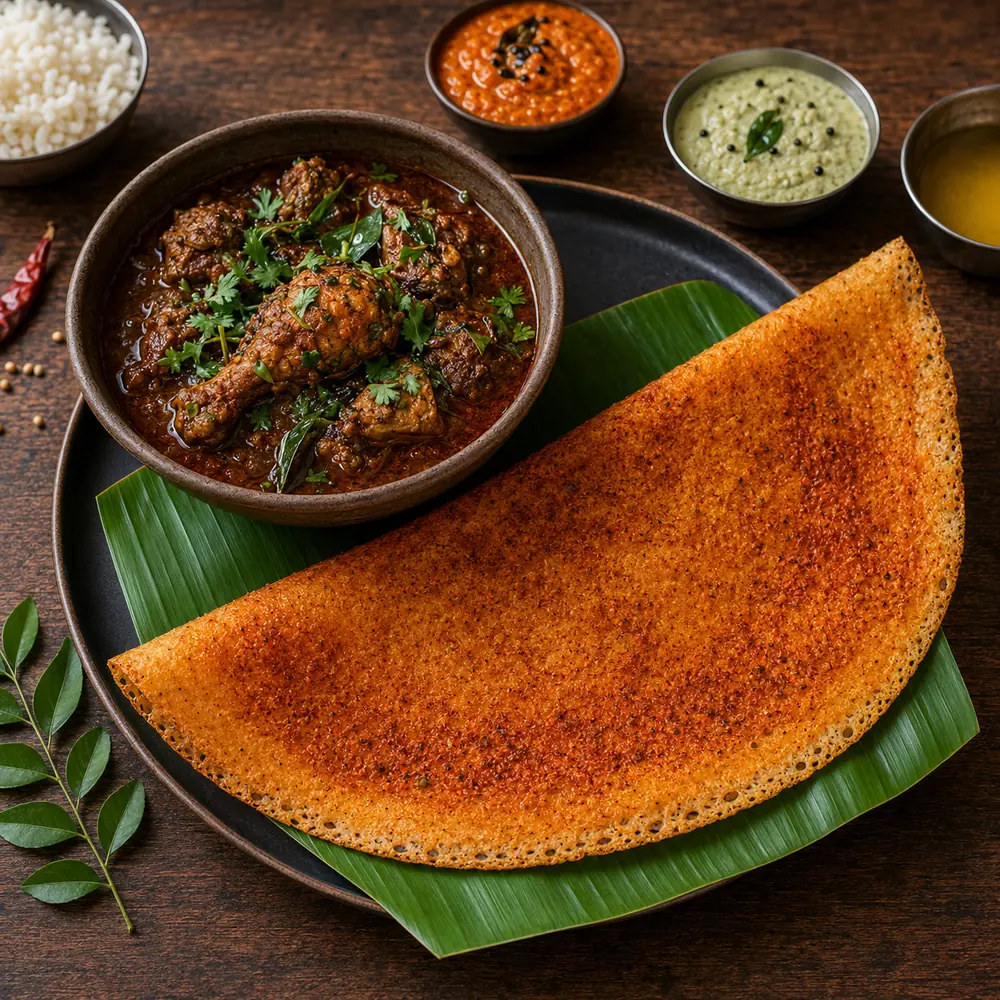 Dosa + Chicken Curry